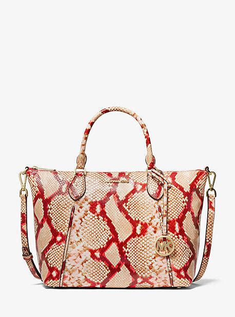 Michael Kors Lenox Large Python Embossed Leather Satchel In 